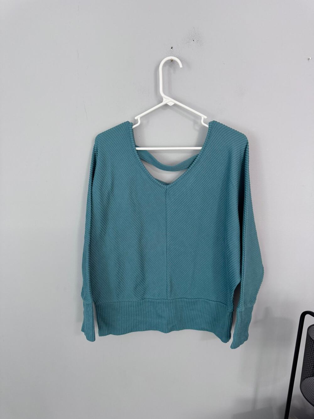 Just Be... Off the Shoulder Ribbed Pullover Knit Top Plus Size 2X Double V-Neck